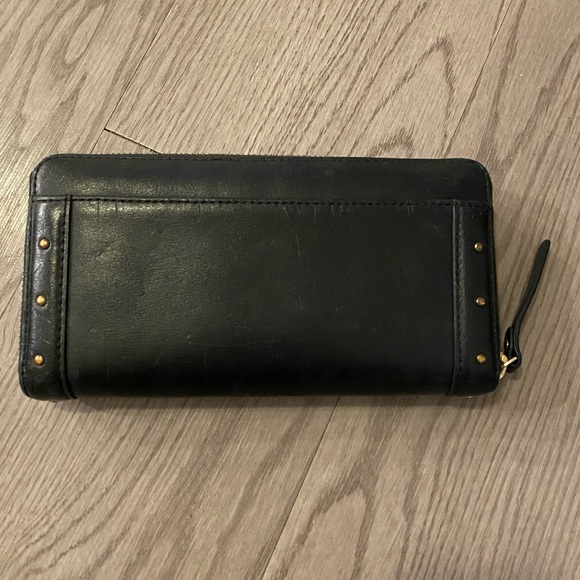 Kate Spade Large Black & Gold Studded Cow Leather Zip Up Wallet - Picture 5 of 12